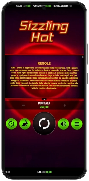 Sizzling Hot regole