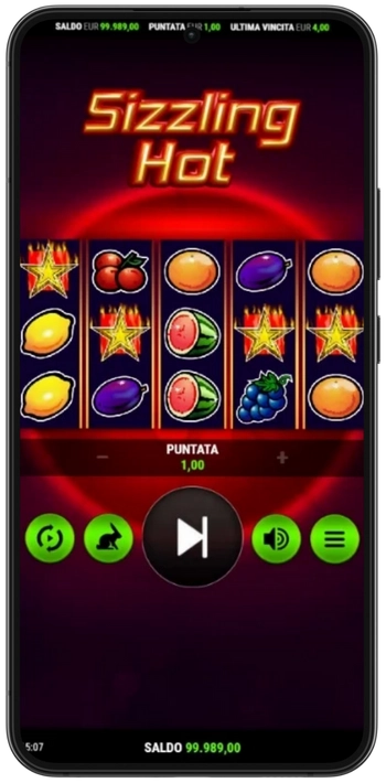 Sizzling Hot linea di vincita