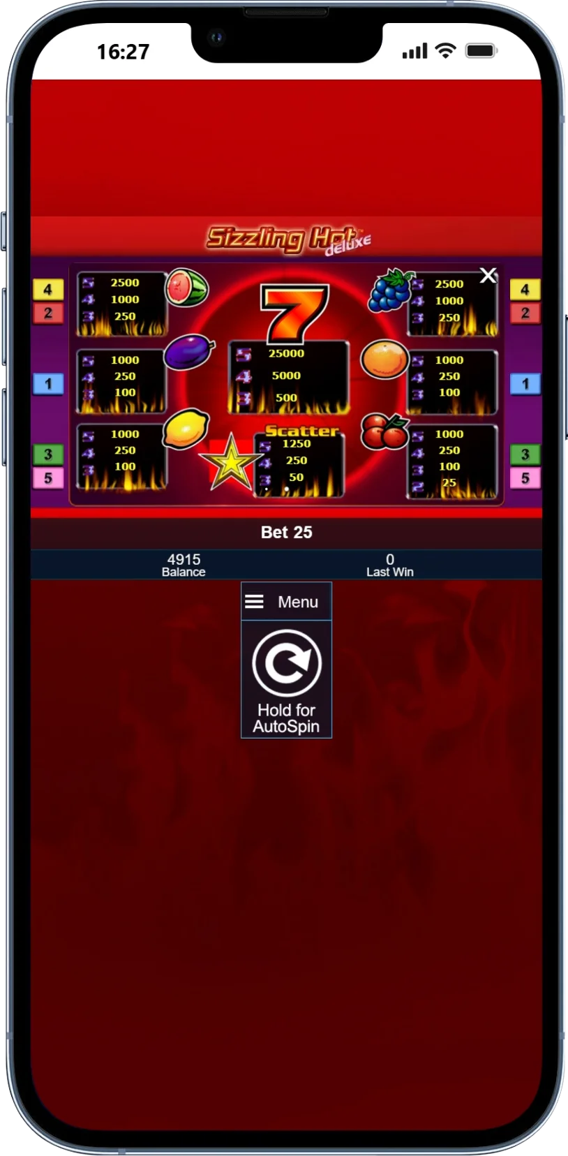 Sizzling Hot Deluxe schermata mobile 4